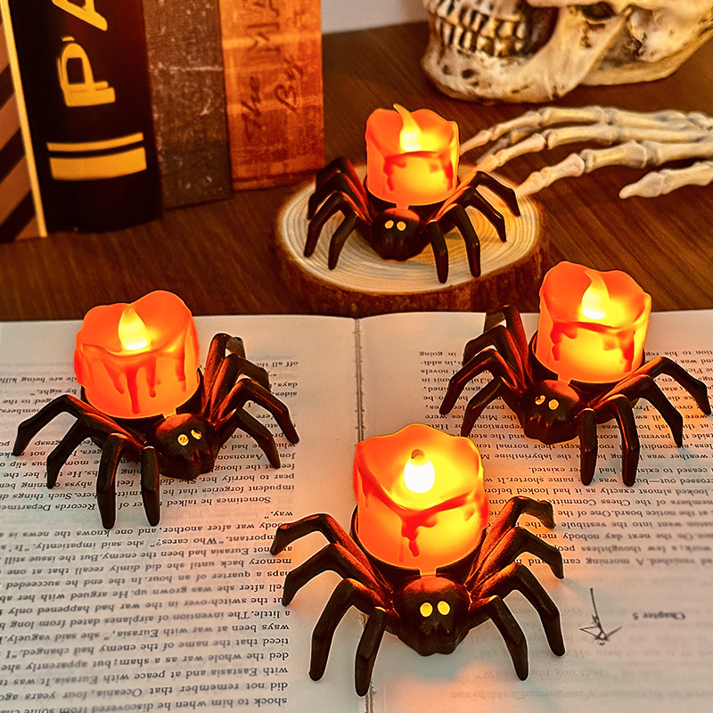 Halloween Pumpkin Decor Led - 1/2pcs LED Candle Lamp Plastic Spider