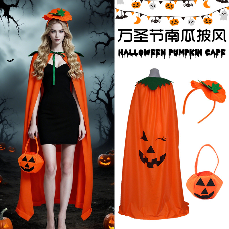 Pumpkin Lantern Halloween - Halloween Pumpkin Costume Cape Set, Orange
