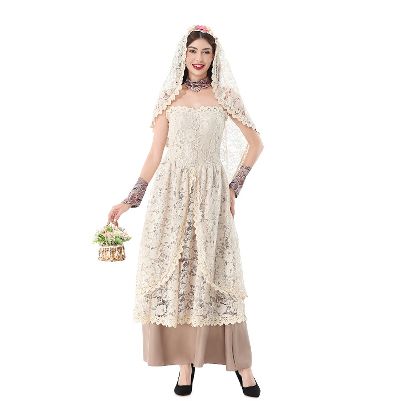Women Vintage Lace Maxi Dress  - Halloween Costume Adult review and price