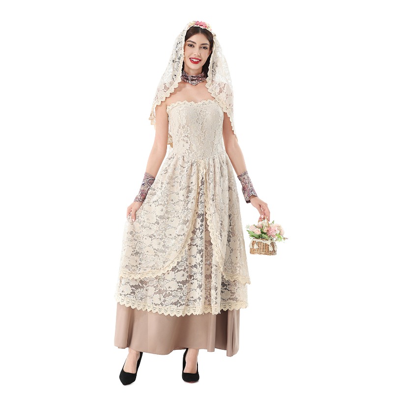 Women Vintage Lace Maxi Dress  - Halloween Costume Adult review and price