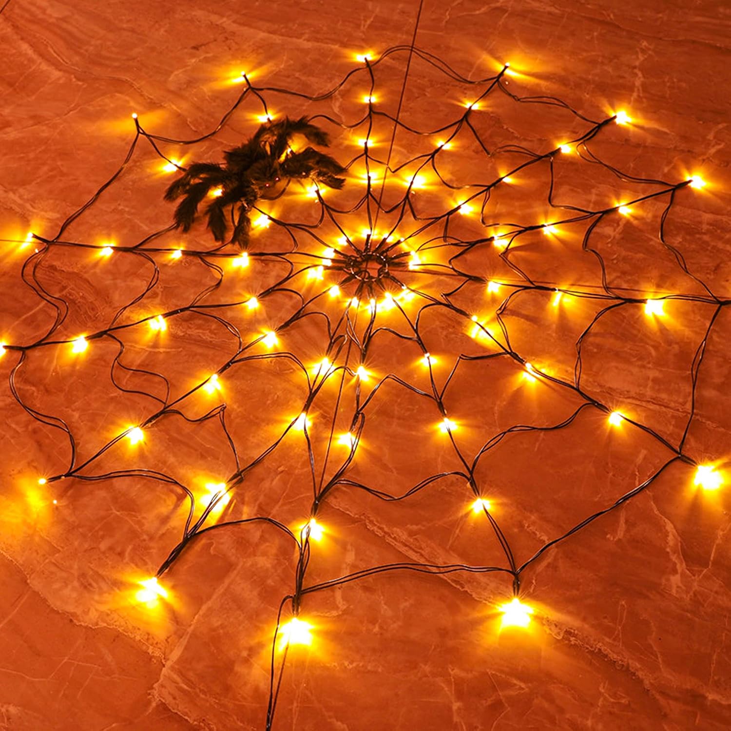 1-4PCS Halloween Spider Web LE - Halloween Led String Lights Orange review and price