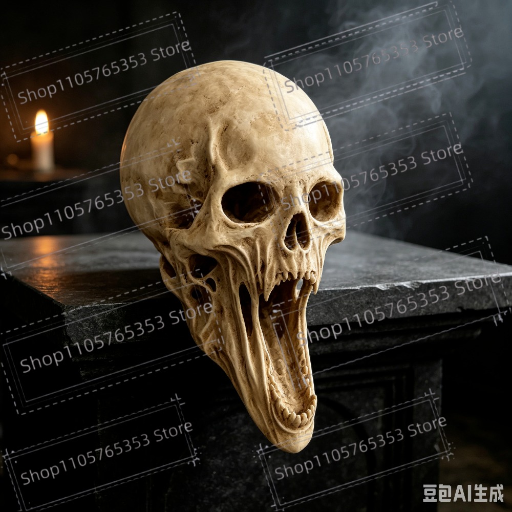Gothic Screaming Skull Statue  - Halloween Skeleton Decoration review and price