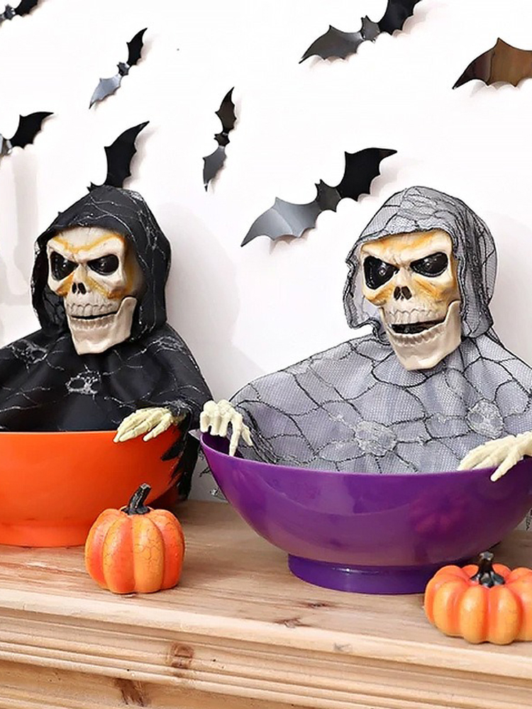 Grim Reaper Candy Bowl Holder  - Halloween Skeleton Decoration review and price