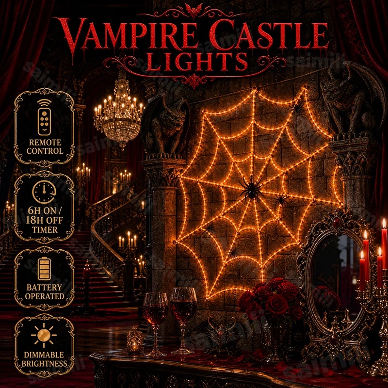 Halloween Spider Web LED Strin - Halloween Led String Lights Orange review and price