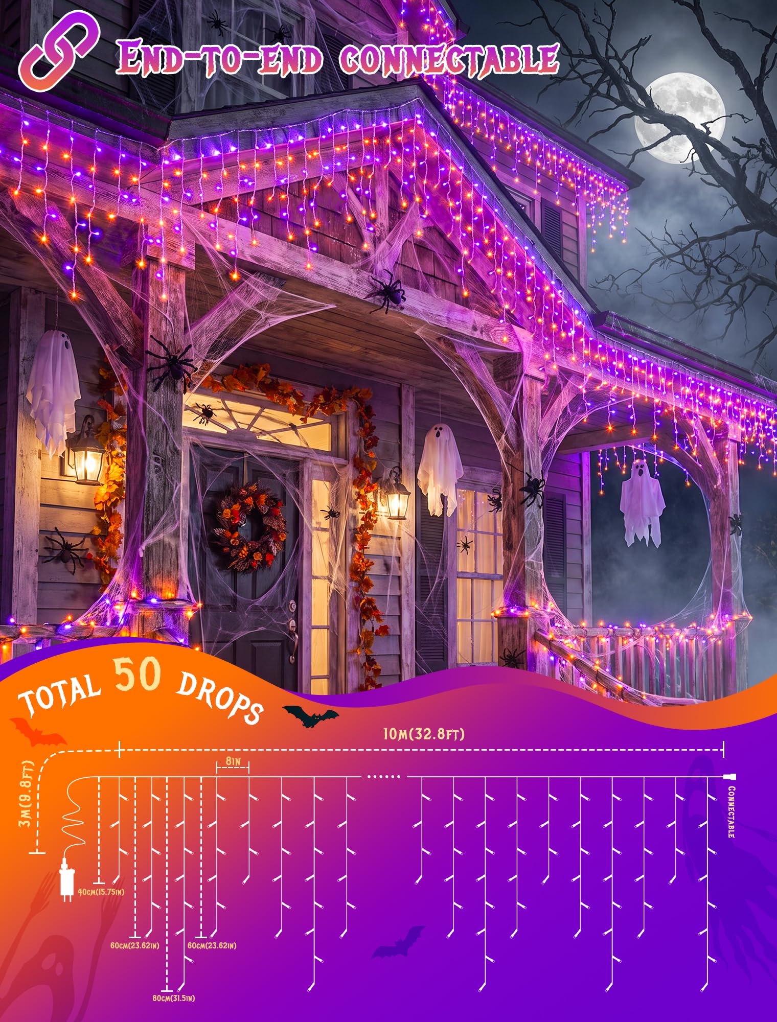 Halloween Icicle Lights Outdoo - Halloween Led String Lights Orange review and price