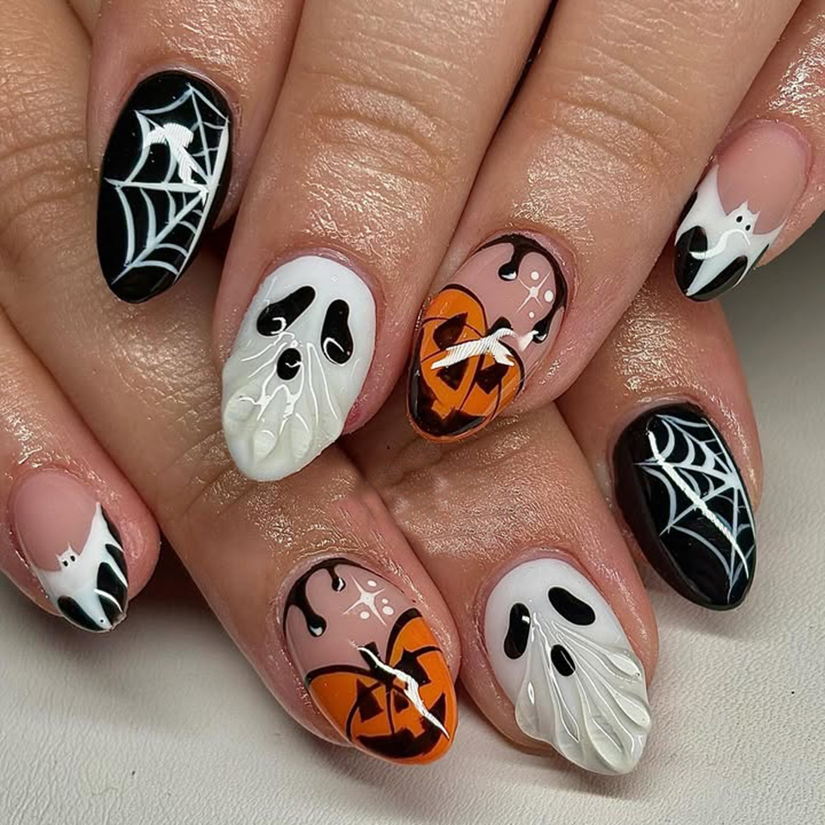 Halloween Fake Nails Ghost Pum - Pumpkin Lantern Halloween review and price